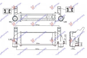 Ψυγειο Intercooler 1.8 Di/TDCi Πετρελαιο -07 (340x128x62) Ford Transit Connect 03-10 - 098306210