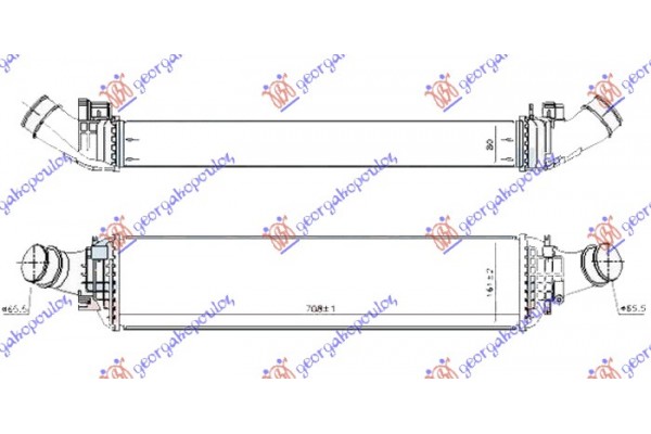 Ψυγειο Intercooler 3.0 Tdi Πετρελαιο (710x160x80) Παροχες Φ66 Audi A7 14-18 - 126206220