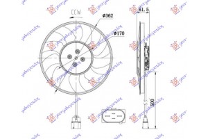Βεντιλατερ Ψυγειου (ΜΟΤΕΡ+ΦΤΕΡΩΤΗ) 2.0-3.0 Tfsi Benzinh - 2.0-3.0 Tdi Πετρελαιο (370mm) (400W) (4 pins) (ΑΡΙΣΤΕΡΟ) Audi A4 15-18 - 130106450