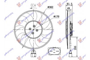 Βεντιλατερ Ψυγειου (ΜΟΤΕΡ+ΦΤΕΡΩΤΗ) 2.0-3.0 Tfsi Benzinh - 2.0-3.0 Tdi Πετρελαιο (370mm) (400W) (4 pins) (ΔΕΞΙ) Audi A4 15-18 - 130106455