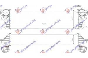 Ψυγειο Intercooler 3.0 Βενζινη - 2.0-3.0 Πετρελαιο (550x155x80) Bmw Series 5 (F10/11) 10-13 - 160006200