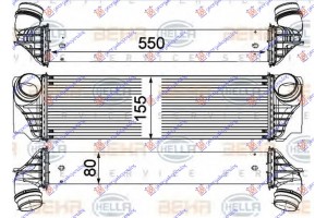 Ψυγειο Intercooler 3.0 Βενζινη - 2.0/3.0 Πετρελαιο (550x155x80) (MAHLE Behr Premium LINE) Bmw Series 5 (F10/11) 10-13 - 160006220