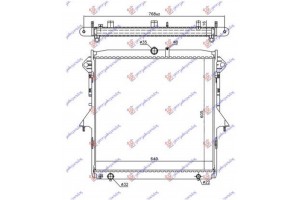 Ψυγειο Νερου 2.2-3.2 Tdci Πετρελαιο ΜΗΧΑΝΙΚΟ-ΑΥΤΟΜΑΤΟ (605x640x16) Με Σωληνακι 22mm (KOYO) Ford Ranger 12-15 - 315106325