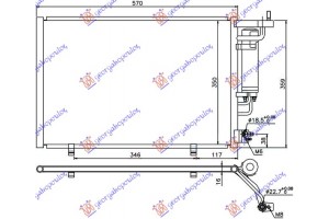 Ψυγειο A/C 1.4-1.6 Efi Βενζινη - 1.5 Tdci Πετρελαιο (520x320x16) Παροχες 22/18 Με Βαλβιδα Ford B-MAX 12- - 322006400