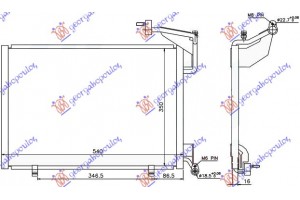 Ψυγειο A/C 1.0 12v Turbo Ecoboost (540x350x16) Παροχες 22/18mm Ford Fiesta 13-17 - 324006420