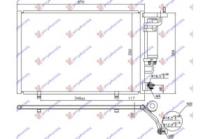 Ψυγειο A/C 1.25-1.4-1.6 Efi Βενζινη - 1.5 Tdci Πετρελαιο (520x320x16) Παροχες 18/18 Με Βαλβιδα Ford Fiesta 13-17 - 324006460