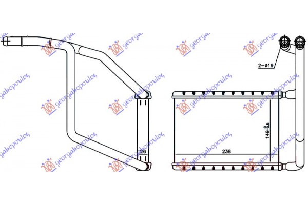 Ψυγειο Καλοριφερ (B) 2.0-2.2 Τdci +/-ΑC (149x238x26) Ford Transit 13-19 - 325006500