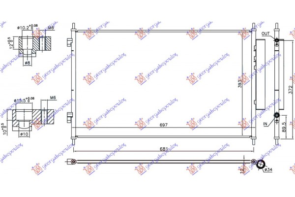 Ψυγειο A/C ΒΕΝΖΙΝΗ/ΠΕΤΡΕΛΑΙΟ (665x395x12) Honda HR-V 15-19 - 344106400