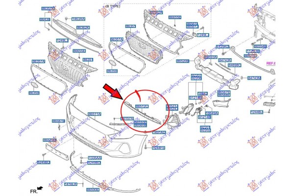 Διχτυ ΠΡΟΦΥΛ. Εμπρος Κατω Μεσαιο (Γ) Hyundai i30 HATCHBACK/TOURER 17-20 - 368304800