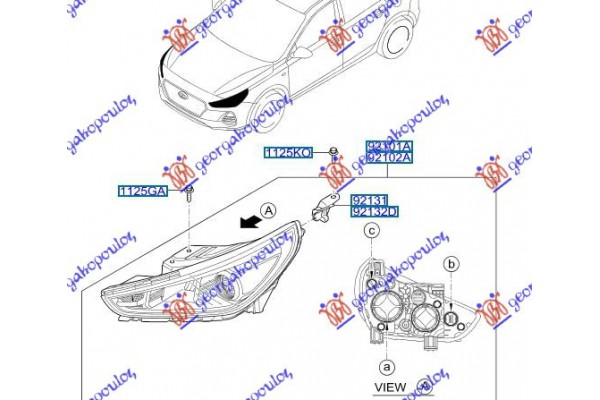 Φανος Εμπρος ΗΛΕΚΤ. (Γ) Δεξια Hyundai i30 HATCHBACK/TOURER 17-20 - 368305141