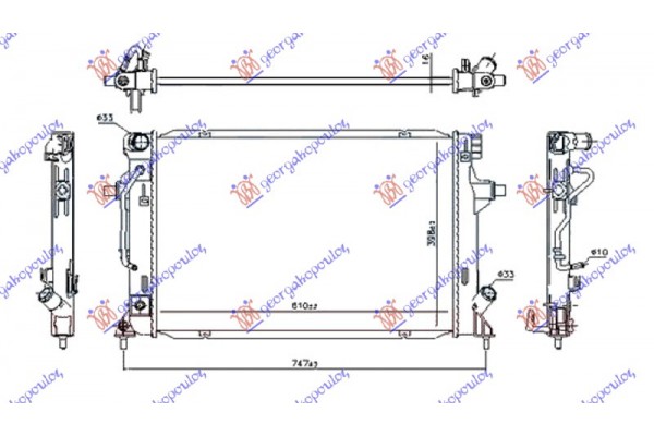 Ψυγειο Νερου 1.6 Mpi Βενζινη Αυτοματο (610x400x16) Hyundai Elantra 15-19 - 372206300