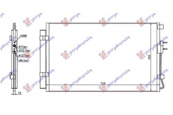 Ψυγειο A/C 2.4 16V-GDI - 3.3i Βενζινη (680x430x12) Τυπου Halla Hyundai Santa Fe 16-18 - 369206410