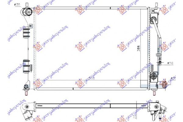 Ψυγειο Νερου 1.6-1.8-2.0 Βενζινη Αυτοματο (550x390x16) Hyundai Elantra 11-13 - 372006340