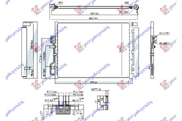 Ψυγειο A/C 1.6 Gdi Turbo Βενζινη - 1.7-2.0 Crdi Πετρελαιο (495x385x16) (ΤΣΕΧΙΑΣ) Kia Sportage 15-18 - 424306400