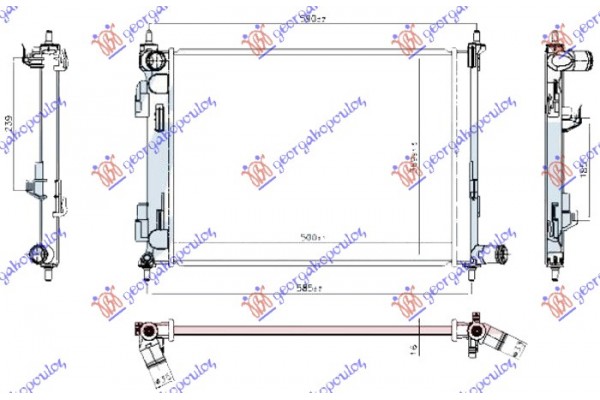 Ψυγειο Νερου 1.2-1.4 Βενζινη (480x375x16) Kia Rio Η/Β 17-20 - 423206310