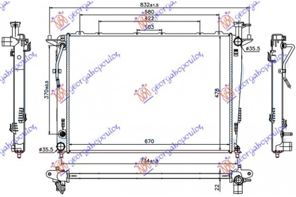 Ψυγειο 2,4 ΒΕΝΖ. (67x48) Μ/A Kia Sorento 09-12 - 426006300