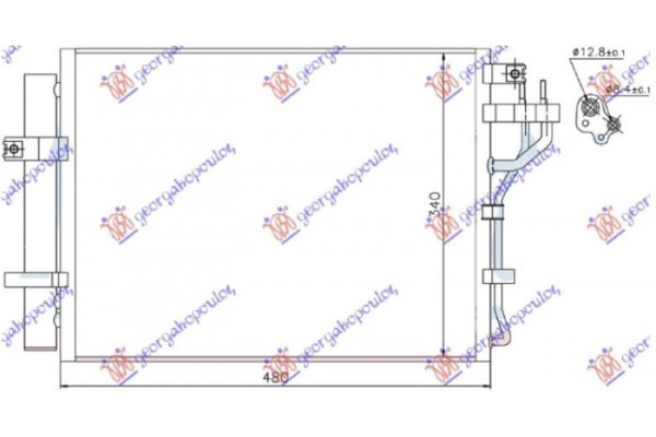 Ψυγειο A/C Για ΌΛΑ Βενζινη (440x340x16) (KOYO) Kia Picanto 11-15 - 432006405