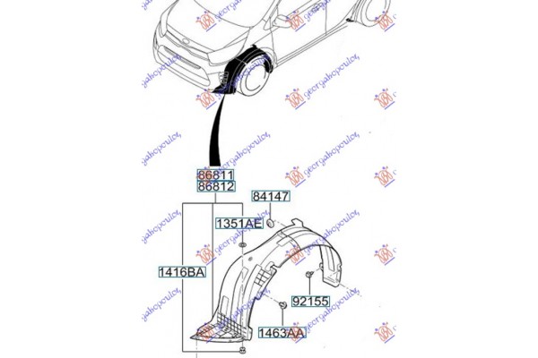 Θολος Εμπρος Πλαστικος (Γ) Αριστερα Kia Picanto 17- - 432200822