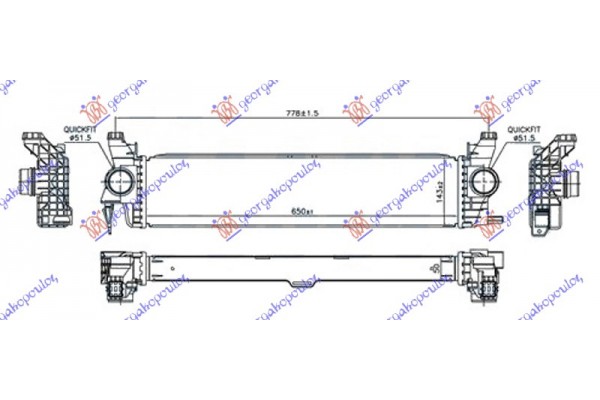 Ψυγειο Intercooler 1.6 (109/111 CDI) (650x143x50) Mercedes Vito (W447) 15- - 526106200