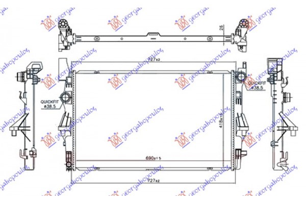 Ψυγειο Νερου 1.6 (109/111 CDI) +AC (690x418x26) Πειροι Μεση Mercedes Vito (W447) 15- - 526106300