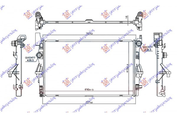 Ψυγειο Νερου 1.6 (109/111 CDI) -AC (690x418x16) Πειροι Μεση Mercedes Vito (W447) 15- - 526106320