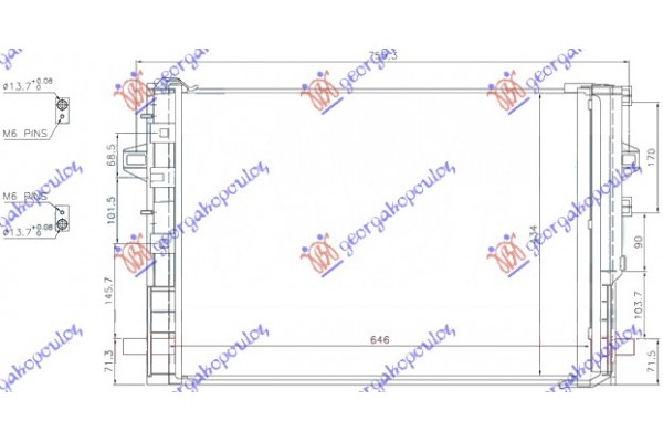 Ψυγειο A/C ΒΕΝΖ-ΠΕΤΡ (61x45,8) Mercedes A Class (W176) 12-15 - 528106400