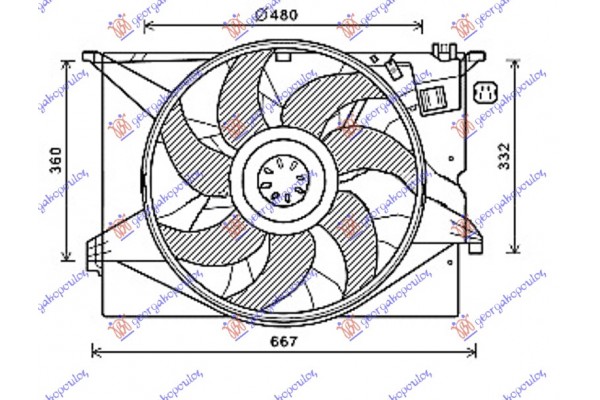Βεντιλατερ Ψυγειου Κομπλε ΒΕΝΖΙΝΗ-ΠΕΤΡΕΛΑΙΟ (480mm) 4 Pin 600W Mercedes S Class (W221) 05-13 - 530006440