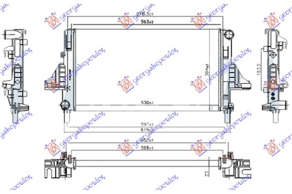 Ψυγειο Νερου 0.7 Βενζινη +/- A/C Μ/Α (530X304) Smart Fortwo Roadster 03-07 - 548906300