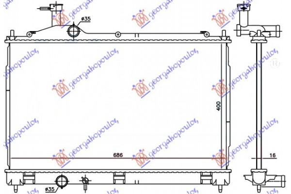 Ψυγειο Νερου 2.0-2.4-3.0 Βενζινη - 2.0 Hybrid (400x690x16) Mitsubishi Outlander 13-16 - 550106300