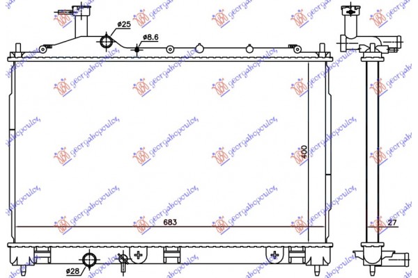 Ψυγειο 2.2 DI-D ΠΕΤΡΕΛ. ΜΗΧΑΝ. (400x683x27) (KOYO) Mitsubishi Outlander 13-16 - 550106310