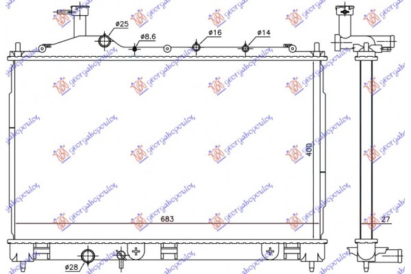 Ψυγειο 2.2 DI-D ΠΕΤΡΕΛ. ΑΥΤΟΜ. (400x683x27) (KOYO) Mitsubishi Outlander 13-16 - 550106320