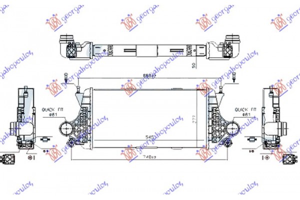 Ψυγειο Intercooler 2.2 Πετρελαιο (545x277x50) Mitsubishi Pajero Pinin 99-07 - 553006210