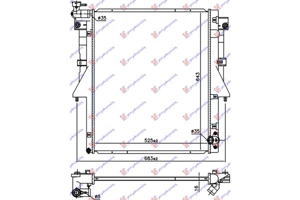 Ψυγειο Νερου 2.4 DI-D Πετρελαιο (525x669x16) (4N15) Mitsubishi P/U L200 19- - 555206300