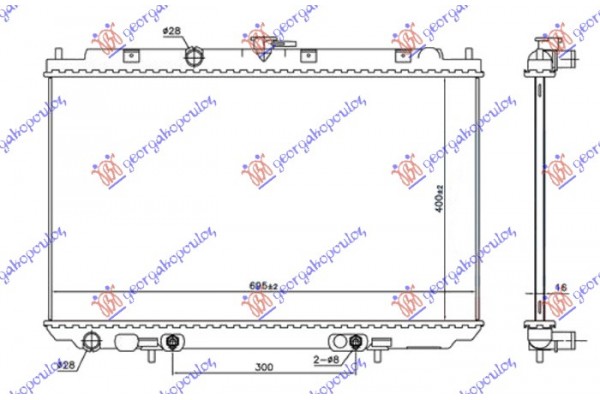 Ψυγειο 1.8 Βενζινη Αυτοματο (400x695x16) Nissan Almera Tino 00-05 - 575506310