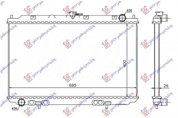 Ψυγειο 2.2 dCi-Di Πετρελαιο Μηχανικο (400x695x26) (KOYO) Nissan Almera Tino 00-05 - 575506335