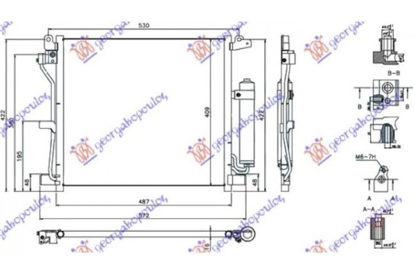 Ψυγειο A/C 1,5DCi ΠΕΤΡ. (487x409x16) Βαλβιδα Πανω Στο Φιλτρο (KOYO) Nissan Juke 15-19 - 577106415