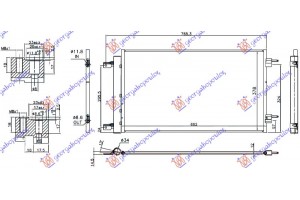 Ψυγειο A/C 1.4i 16V B14XE (69.2x37.8x1.2) Opel Astra K 5D/S.W. 16- - 600406400