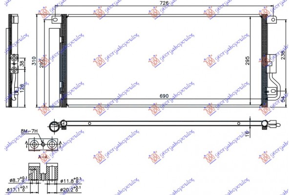 Ψυγειο A/C 1.4 16v Turbo(B14XFT) Βενζινη 1.6/1.7 Cdti Πετρελαιο (690x295x16) Opel Mokka 13-16 - 605006420