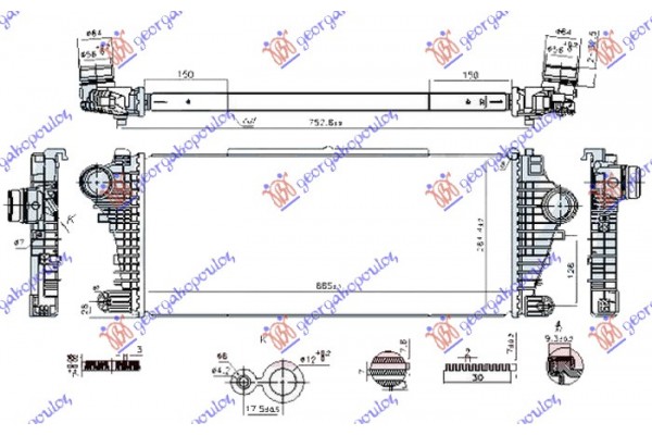 Ψυγειο Intercooler 1.6-2.0 Cdti Πετρελαιο (665x285x32) Opel Insignia 17- - 608106210