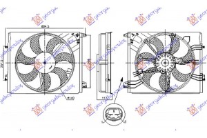 Βεντιλατερ Ψυγειου Κομπλε (ΜΟΝΟ) 1.2-1.3 Βενζινη - 1.5-1.6-1.7 Πετρελαιο (440mm) (2 pins) (250W) (VALEO) Renault Megane Sdn 16- - 673606450