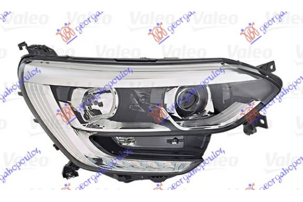 Φανος Εμπρος ΗΛΕΚΤ. (Η7/Η7) Χρωμιο Με Φως Ημερας Led (VALEO) Δεξια Renault Megane H/B-S.W. 15-19 - 673505143