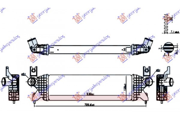 Ψυγειο Intercooler 1.0-1.4 Turbo Βενζινη (520x160x50) Suzuki SX4 S-CROSS 16-22 - 797106200