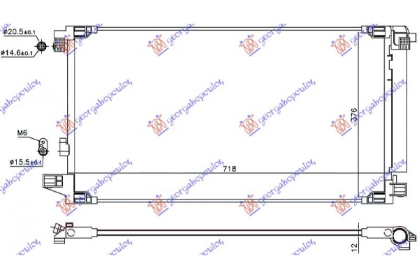 Ψυγειο A/C 1.8 Hybrid Βενζινη (675x375x12) Toyota Prius 16-19 - 820206400