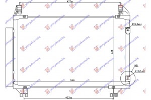 Ψυγειο A/C 1.0/1.3i16v (497x320x16) Ιαπωνικο Παροχες Εμπρος (VALEO) Toyota Yaris 05-11 - 025206411