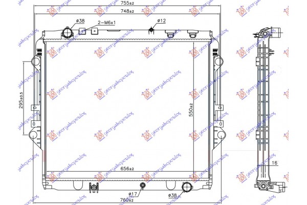 Ψυγειο Νερου 2.4 D Πετρελαιο Μηχανικο (550x650x27) (KOYO) Toyota HI-LUX 2WD/4WD 15-20 - 826206315