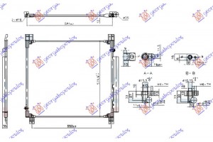 Ψυγειο A/C 2.4-2.8 D Πετρελαιο (575x510x12) Παροχες Διαγωνια Toyota HI-LUX 2WD/4WD 15-20 - 826206400
