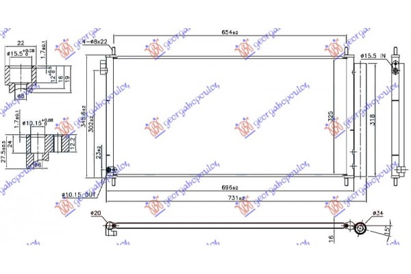 Ψυγειο A/C 2.0 D4D Πετρελαιο (696x325x16) Toyota Auris 12-15 - 830106410