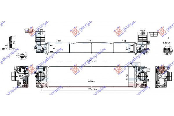 Ψυγειο Intercooler 1.5 (T2/T3-Τ4/T5 HYBRID) 2.0 (T4) Βενζινη - 2.0 (D3) Πετρελaιο ((620x150x64) Volvo XC40 17- - 863006200