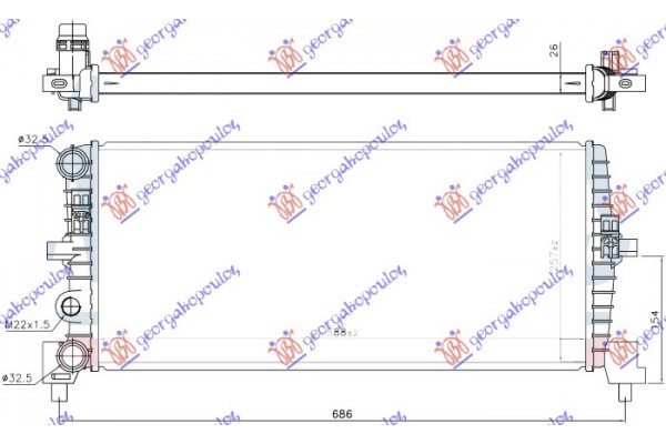 Ψυγειο Νερου 1.0 Tsi Βενζινη (590x260x26) Vw Up 16-19 - 878106310