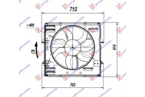 Βεντιλατερ Ψυγειου Νερου Κομπλε 2.0 Tsi Βενζινη - 2.0 Tdi Πετρελαιο (495mm) (600W) (4 pins) Vw P/U Amarok 10-16 - 882006440